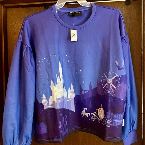 Disney Her Universe Cinderella Blue Top Puffed Sleeves Fleece Lining New… - Picture 1 of 12